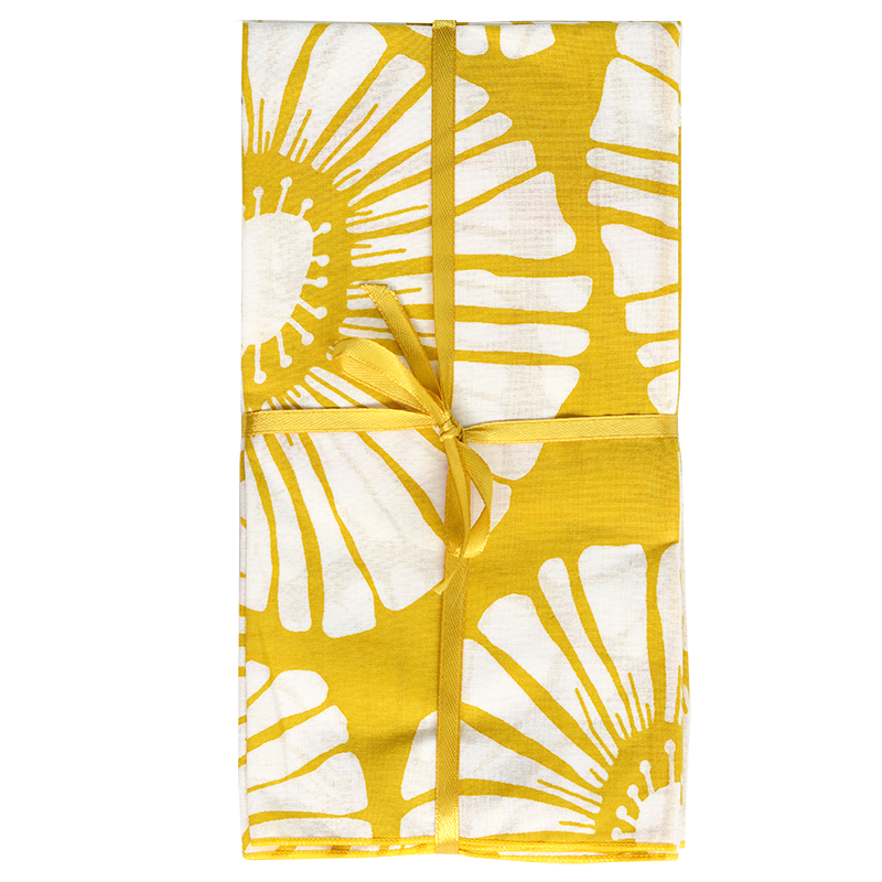 Retro Flowers in Citrus Yellow Napkin set/4 by Balizen Direct from Bali
