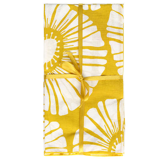 Retro Flowers in Citrus Yellow Napkin set/4 by Balizen Direct from Bali