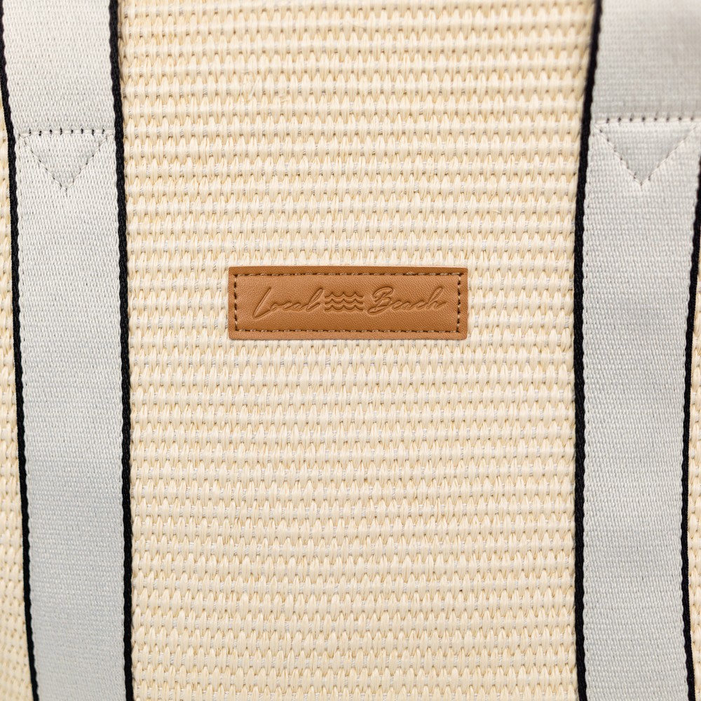 Local Beach Woven Tote: Off White/Light Gray