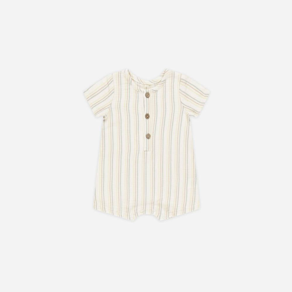 Summer Stripe Short Sleeve Romper by Quincy Mae