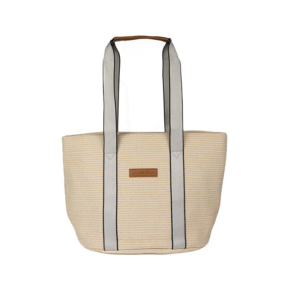 Local Beach Woven Tote: Off White/Light Gray