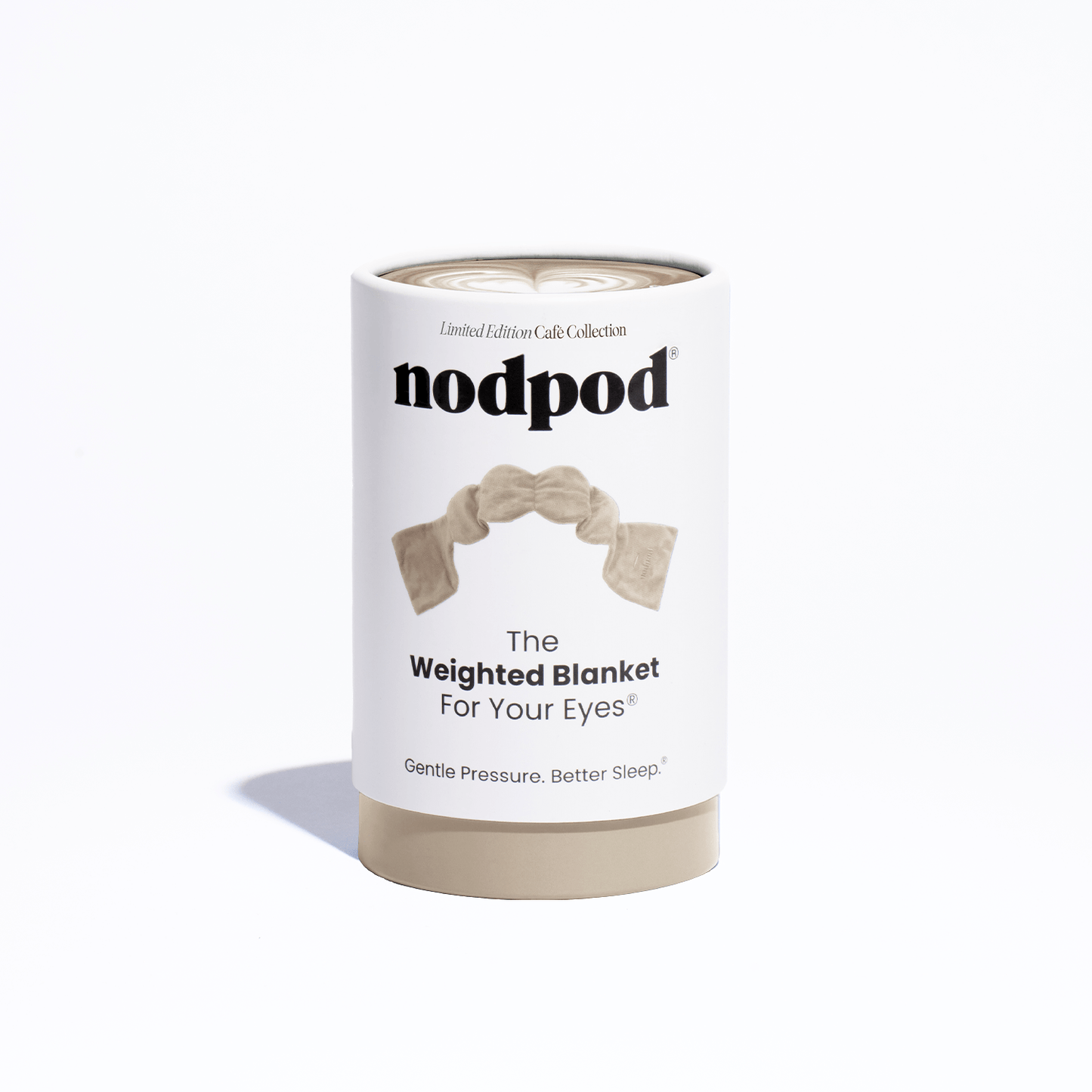 Nodpod Latte weighted sleep mask close-up of weighted pods