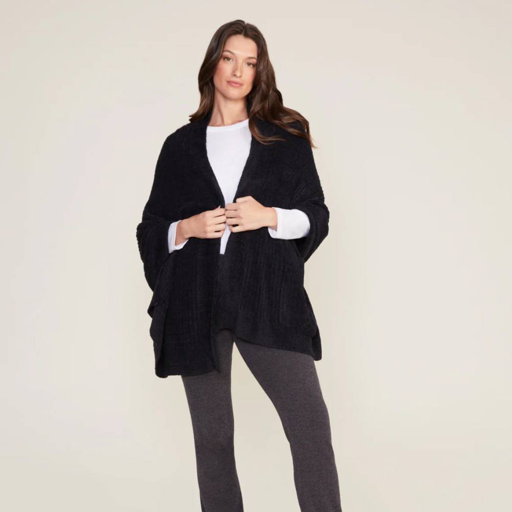 Barefoot Dreams CozyChic Lite Travel Shawl in Black