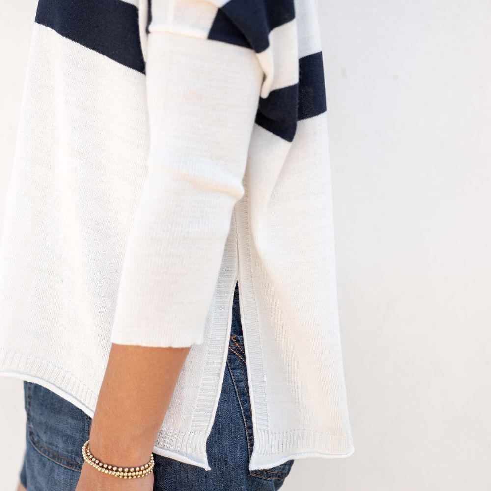 Catalina Sweater in Navy Cali Stripe by Mersea