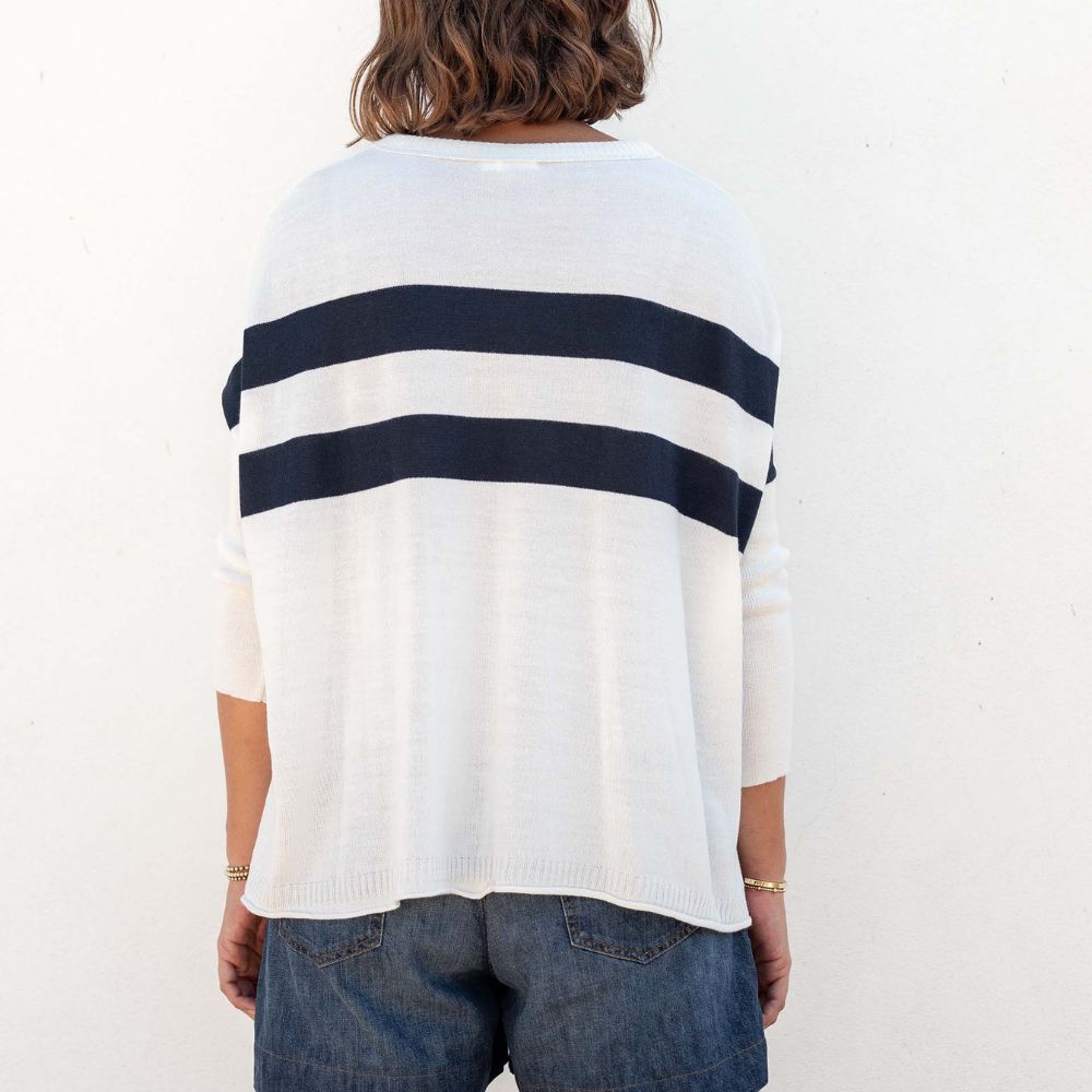 Catalina Sweater in Navy Cali Stripe by Mersea