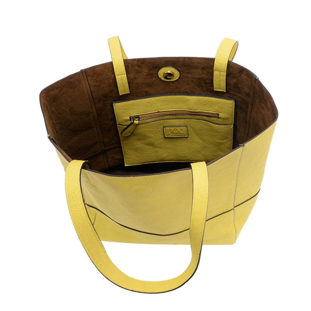 Joy Susan Yellow Faith Raw Edge Tote Bag