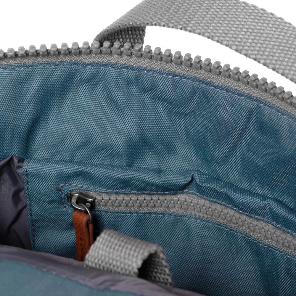 Finchley Medium Recycled Canvas Backpack in Airforce Blue by ORI London