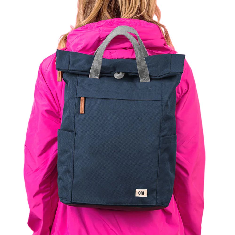 Finchley Medium Recycled Canvas Backpack in Airforce Blue by ORI London