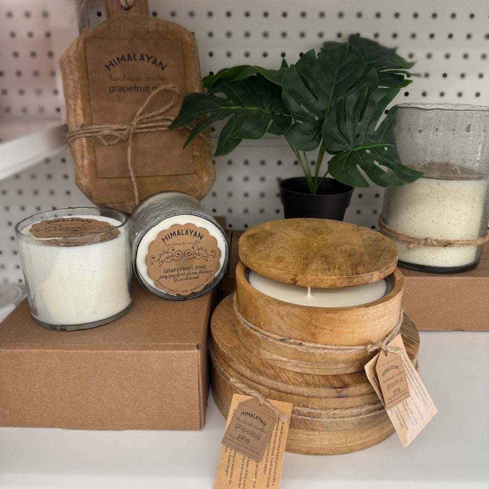 Himalayan Grapefruit Pine driftwood candle, our number one best-selling fragrance with citrus and evergreen notes