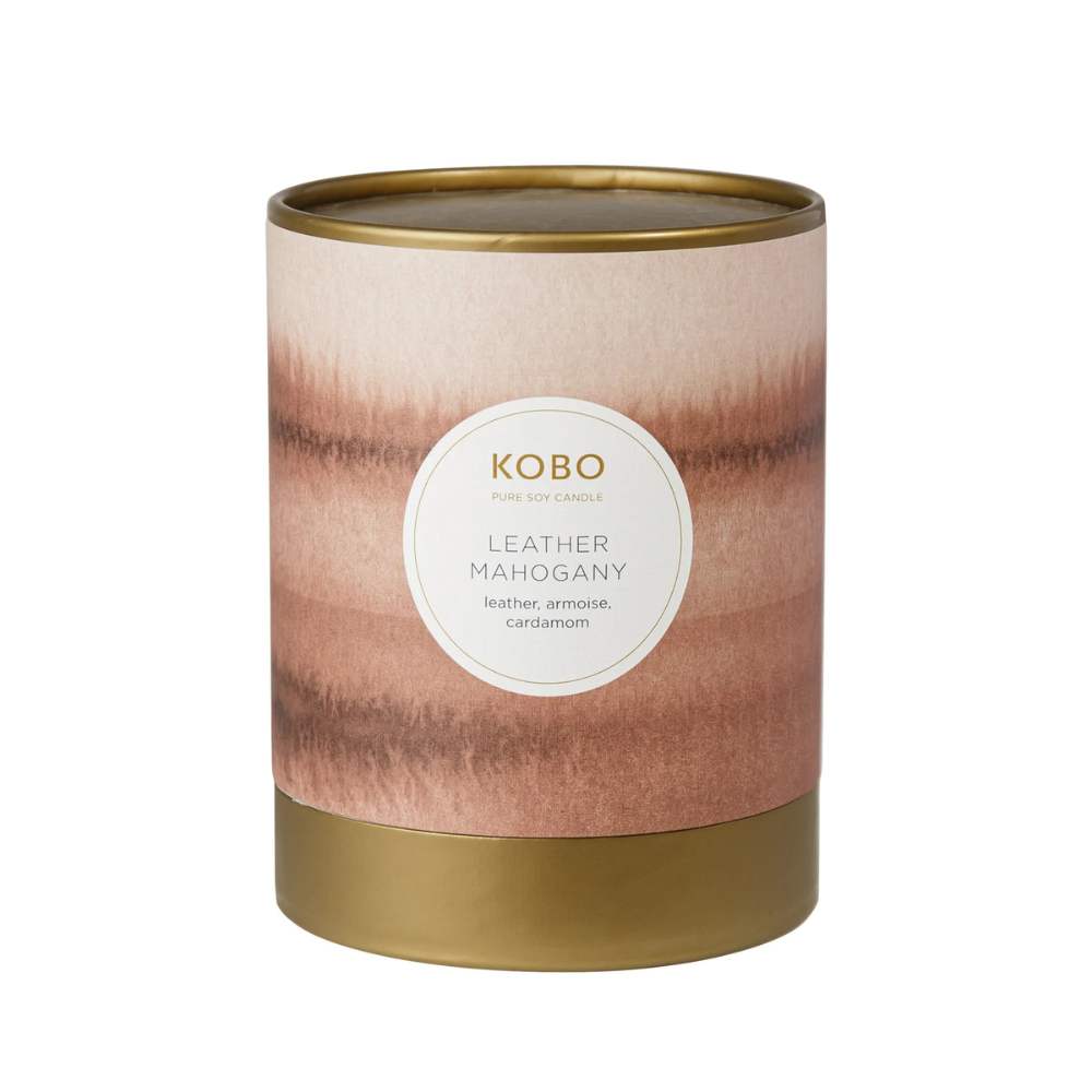 Leather Mahogany Watercolor Candle by Kobo