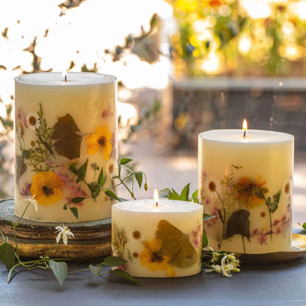 Lemon Blossom & Lychee Small Round Botanical Candle by Rosy Rings