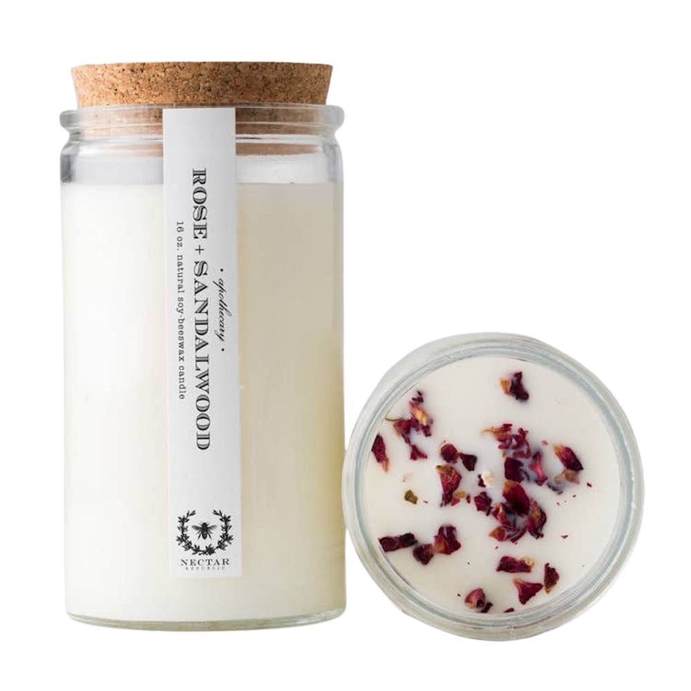 Nectar Republic Rose Sandalwood Apothecary Candle - Balancing