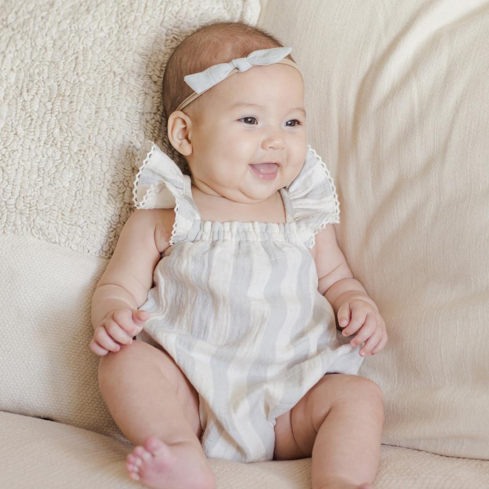Sky Stripe Bonnie Romper by Quincy Mae