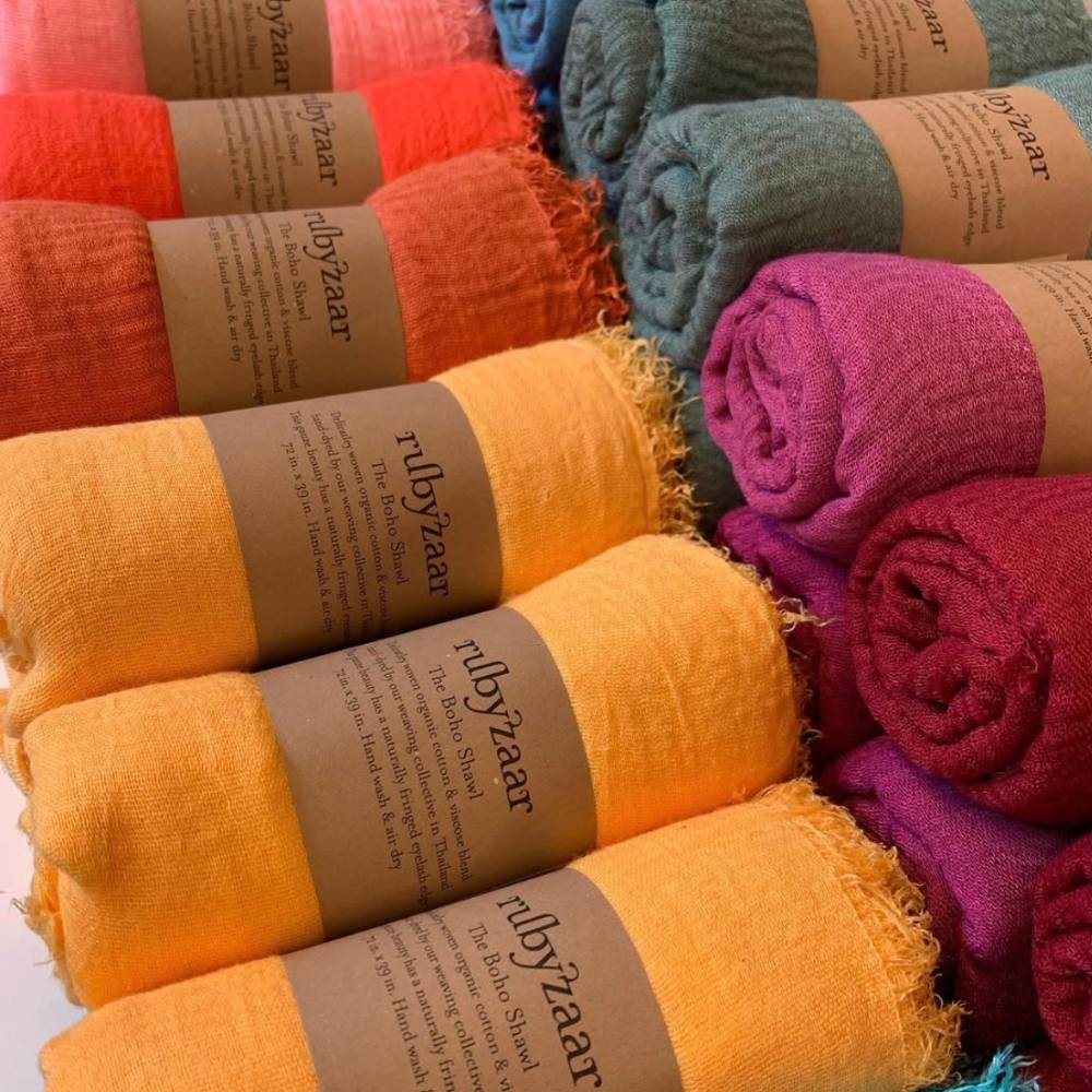 Saffron Hand-Dyed Boho Scarf by Rubyzaar