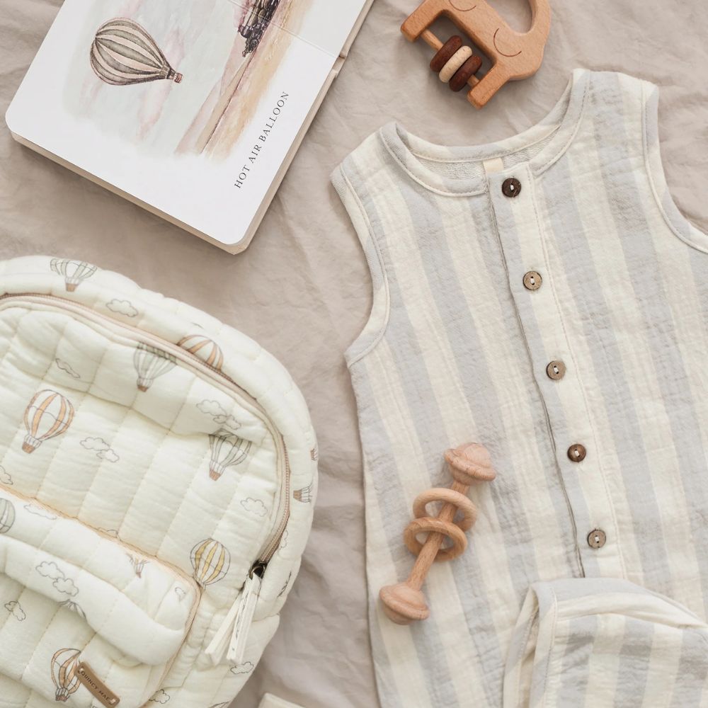 Sky Stripe Woven Jumpsuit by Quincy Mae
