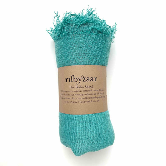 Aquamarine Hand-Dyed Boho Scarf by Rubyzaar