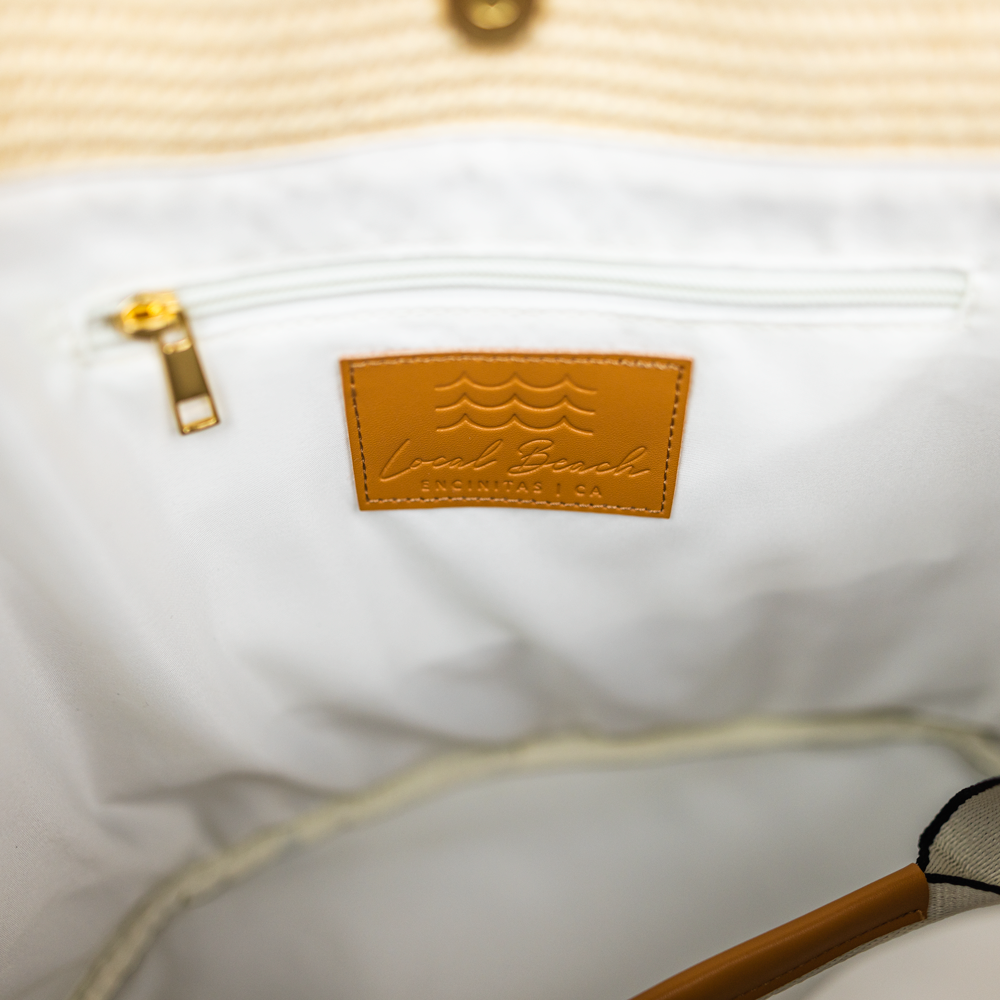 Local Beach Woven Tote: Off White/Light Gray