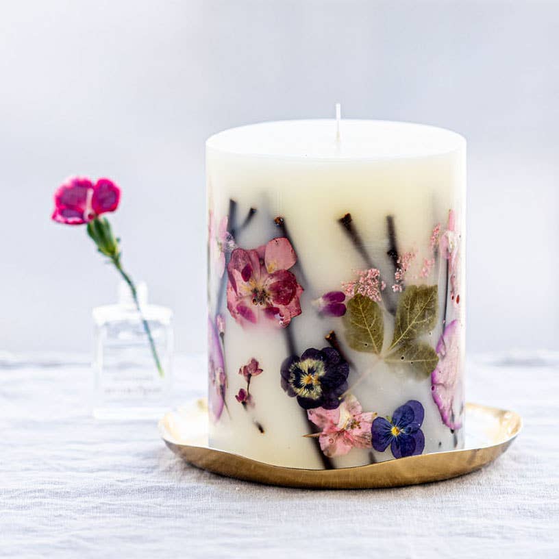 Blushing Rosewood Small Round Botanical Candle by Rosy Rings