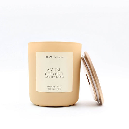 Santal Coconut Luxury Soy Candle by Roam Homegrown