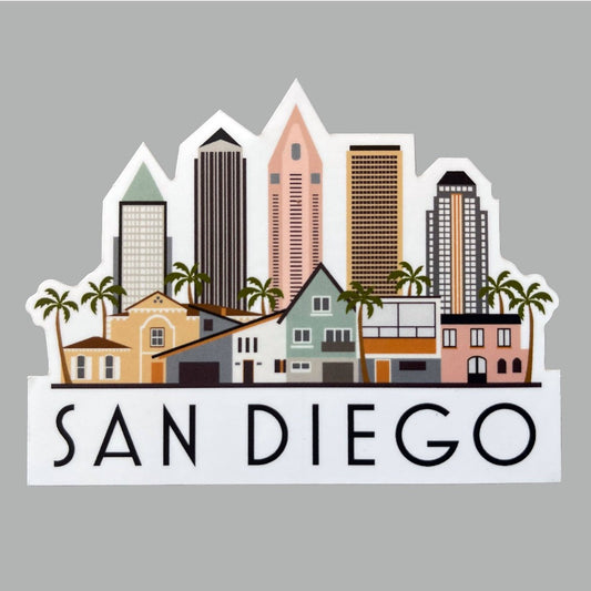 San Diego California Skyline Graphic Weatherproof Sticker