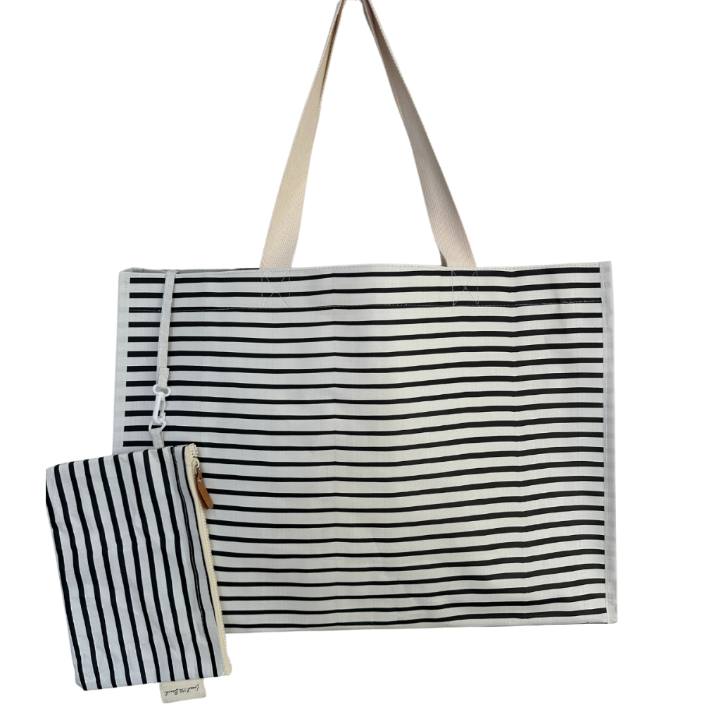 Thin Stripe XL Day Bag with Matching Removable Pouch by Local Beach