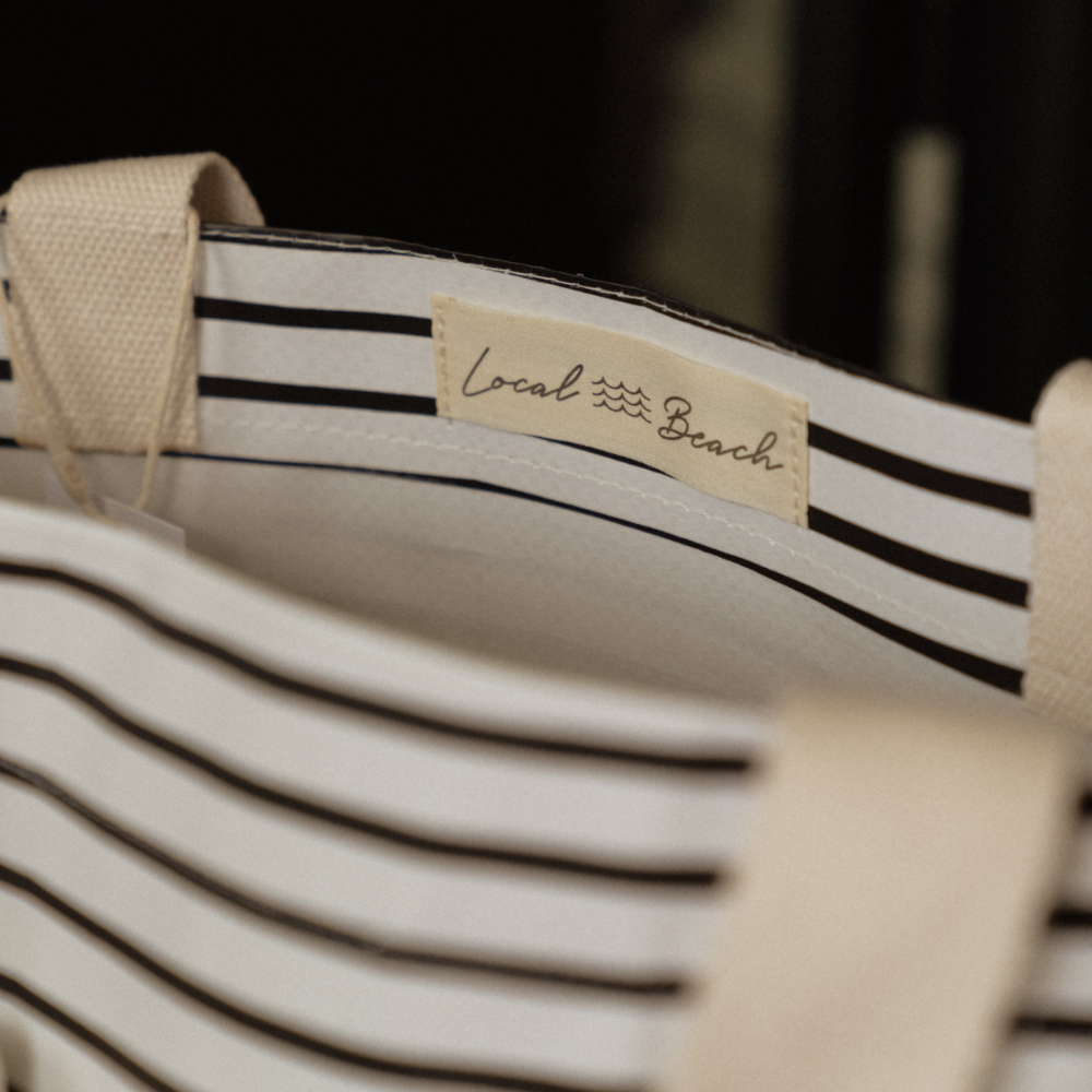 Thin Stripe XL Day Bag with Matching Removable Pouch by Local Beach