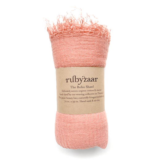 Peach Hand-Dyed Boho Scarf by Rubyzaar