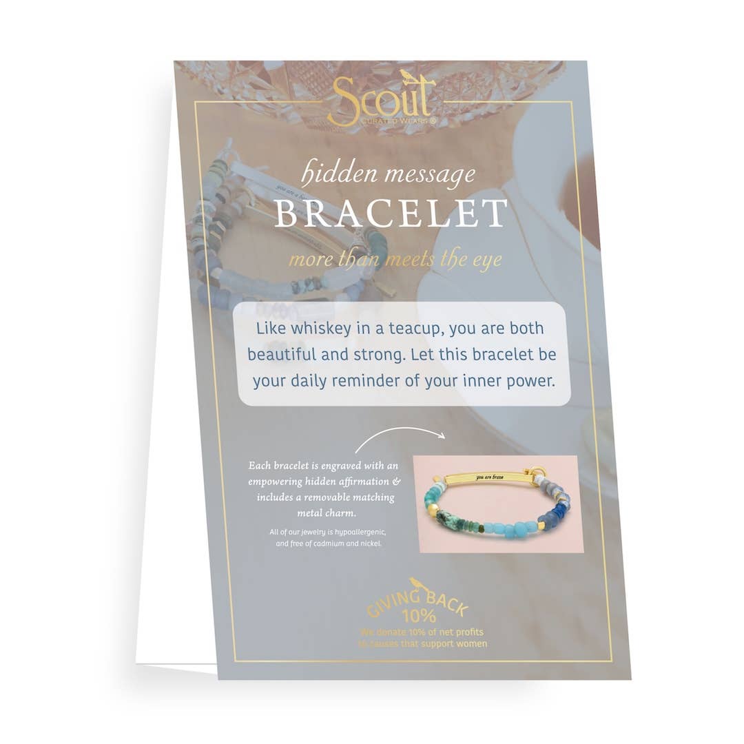 Scout 'Crushing It' Hidden Message Bracelet presented in gift packaging