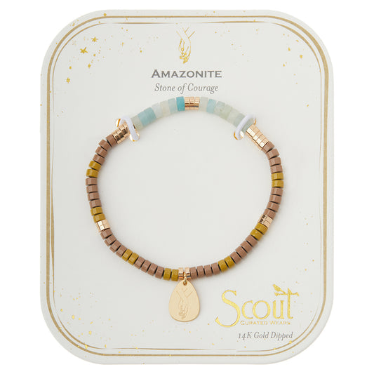 Amazonite/Gold Stone of Courage Intention Charm Bracelet - GRACEiousliving.com