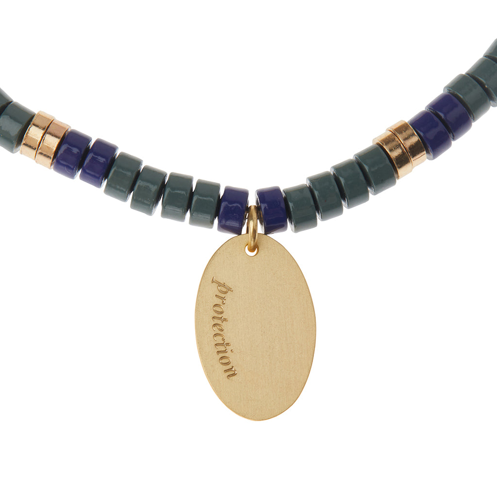 Labradorite/Gold Stone of Protection Intention Charm Bracelet - GRACEiousliving.com