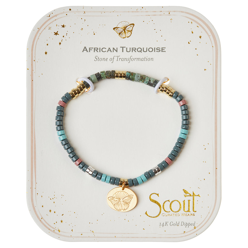 African Turquoise/Gold Stone of Transformation Intention Charm Bracelet - GRACEiousliving.com