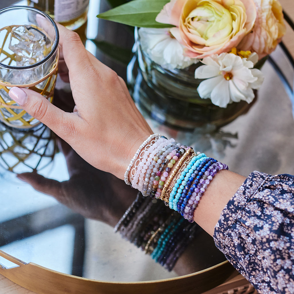 Lapis/Silver Stone of Truth Mini-Faceted Stone Stacking Bracelet - GRACEiousliving.com