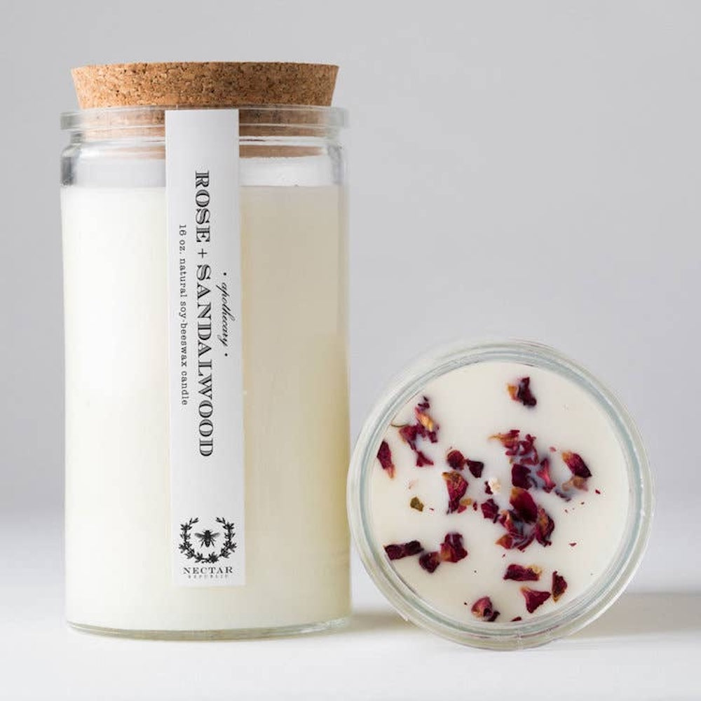 Nectar Republic Rose Sandalwood Apothecary Candle - Balancing
