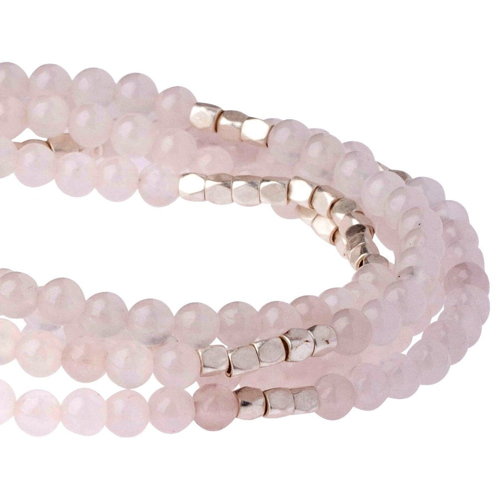 Scout Rose Quartz wrap close detail of pink translucent gemstone beads