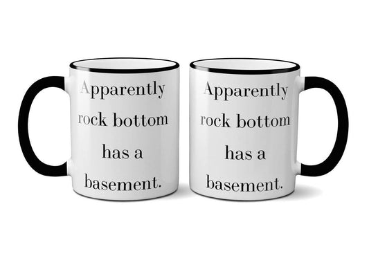 Apparently Rock Bottom Has a Basement Mug with Gift Box by Retrospect Group