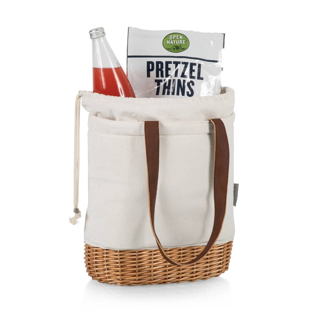 Pico Canvas and Willow Insulated Basket Tote: Natural Canvas filled with snacks