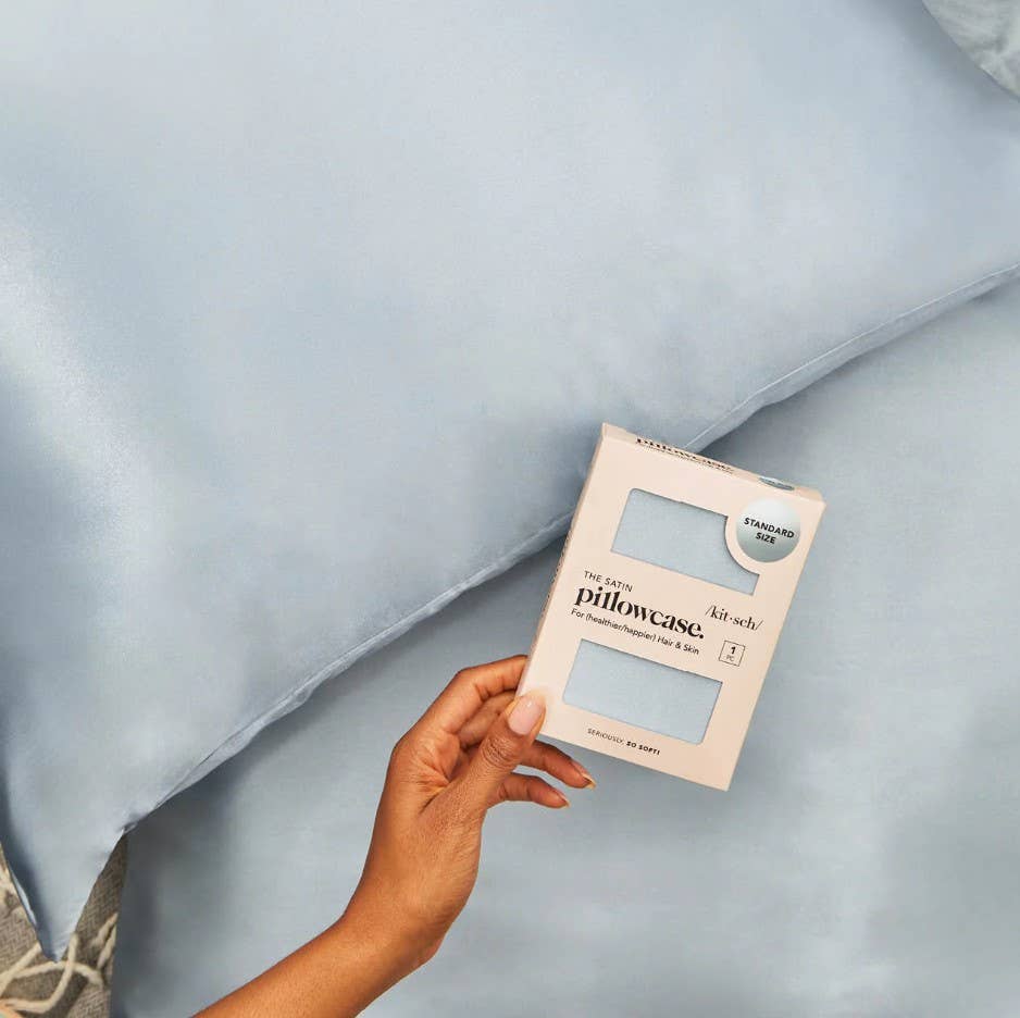 Kitsch haze blue satin pillowcase, additional view 4
