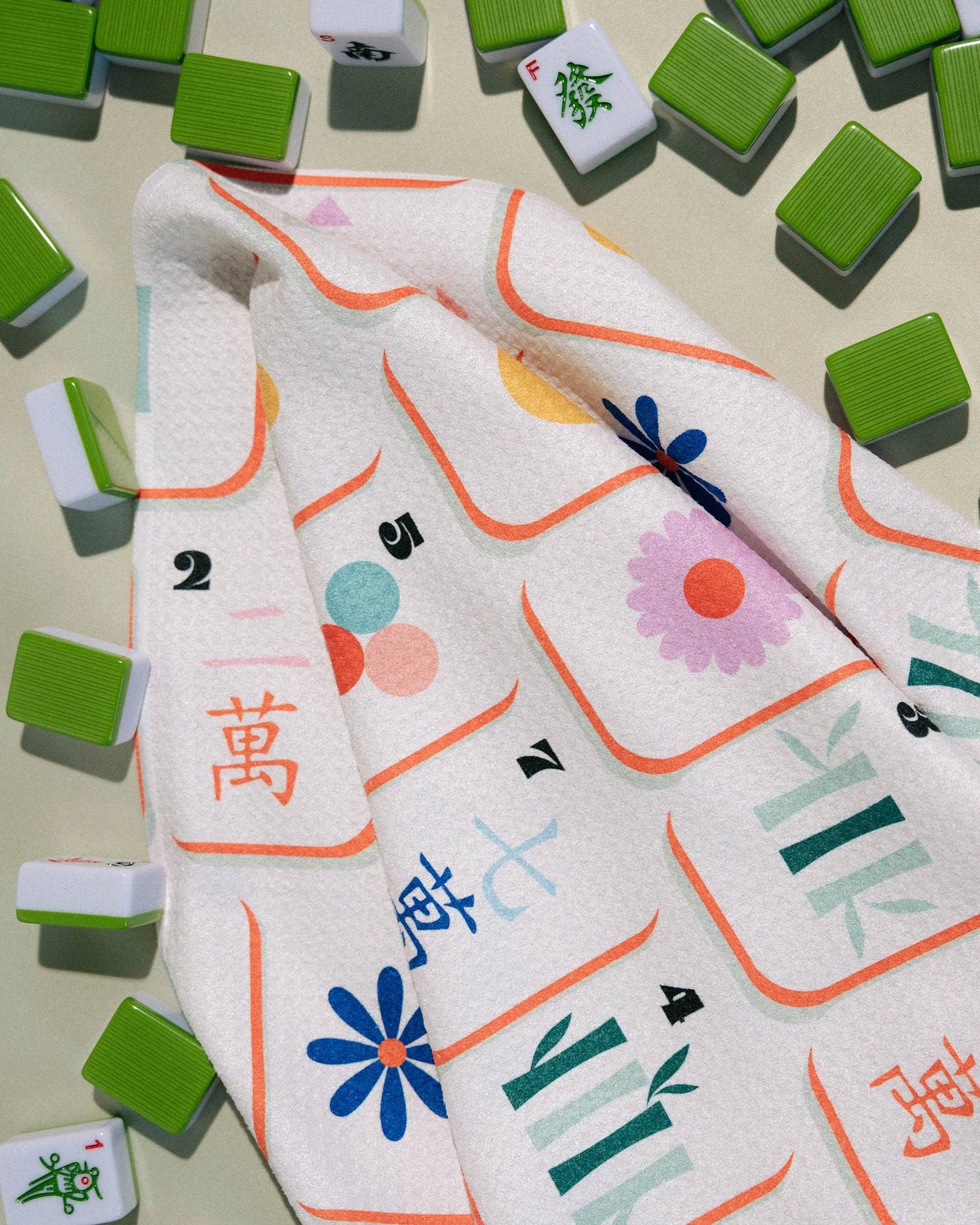 Geometry - Tile Toss Tea Towel - Mahjong