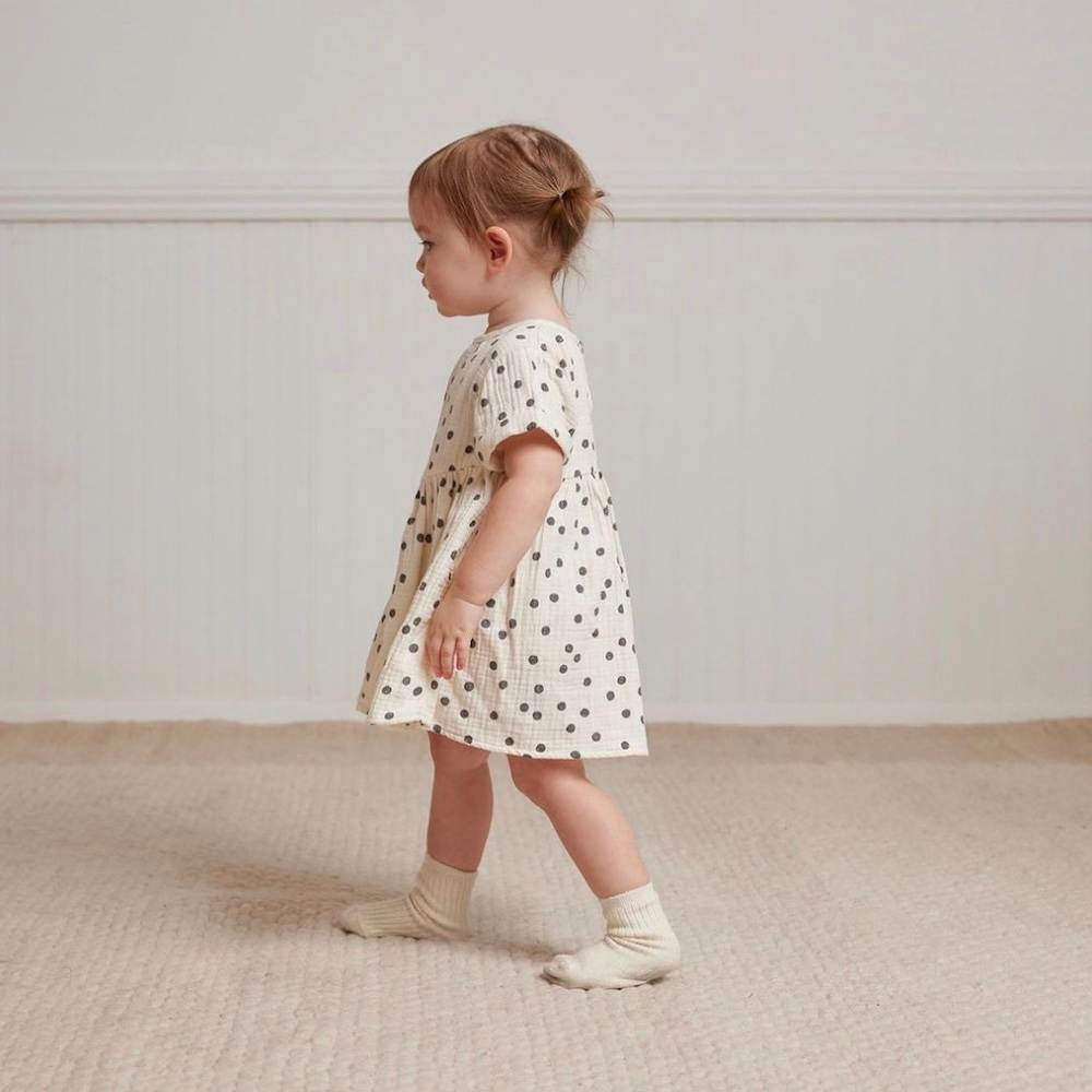 Brielle Dress in Navy Dot from Quincy Mae