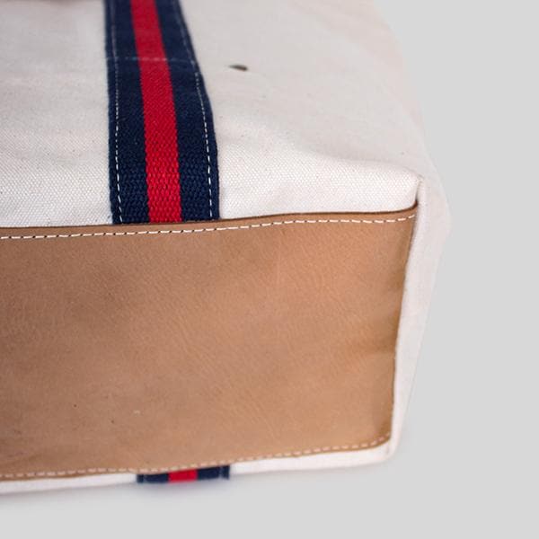 ShoreBags Society canvas leather tote in Navy Red, view 4