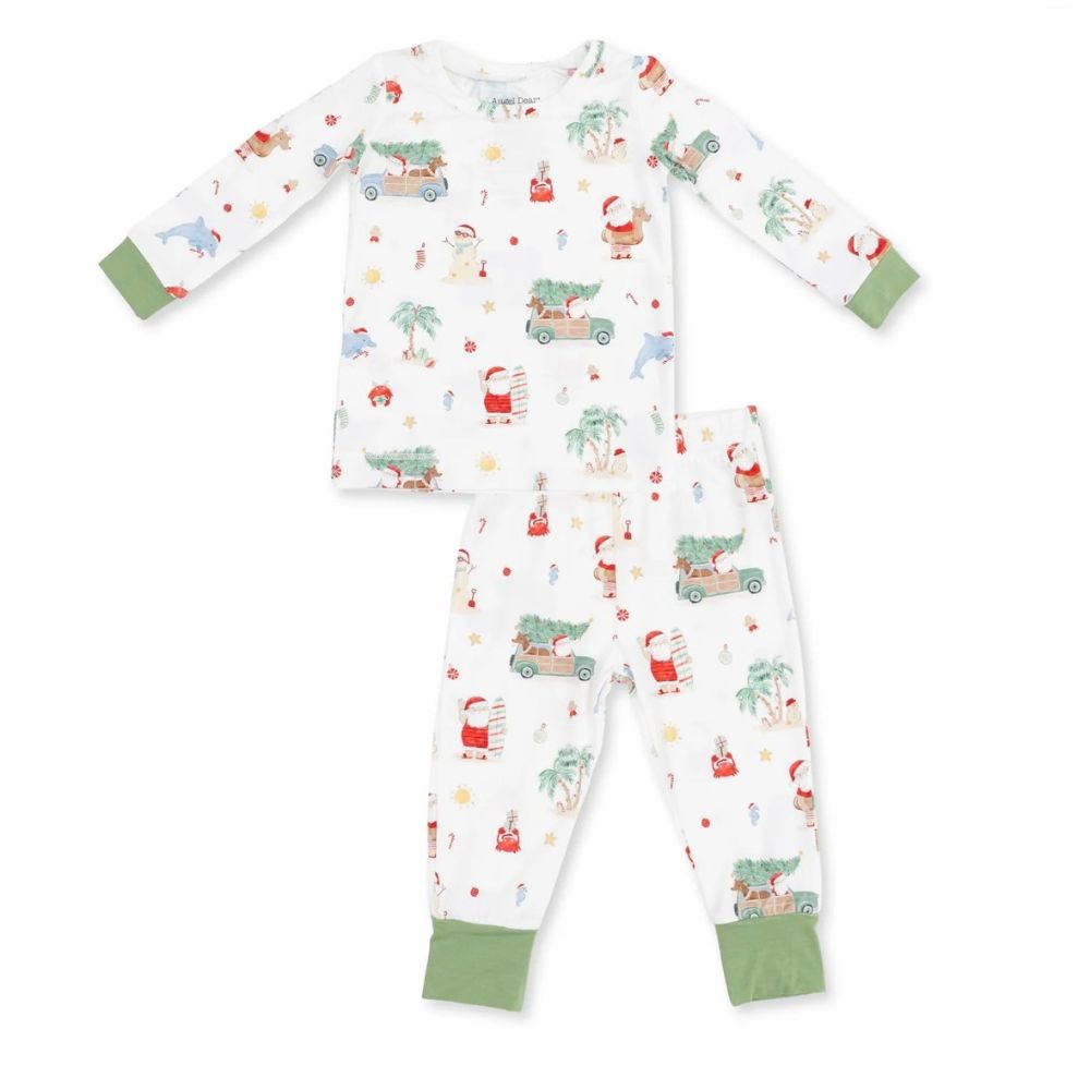 Angel Dear Beach Christmas Long Sleeve Loungewear Set, two piece set