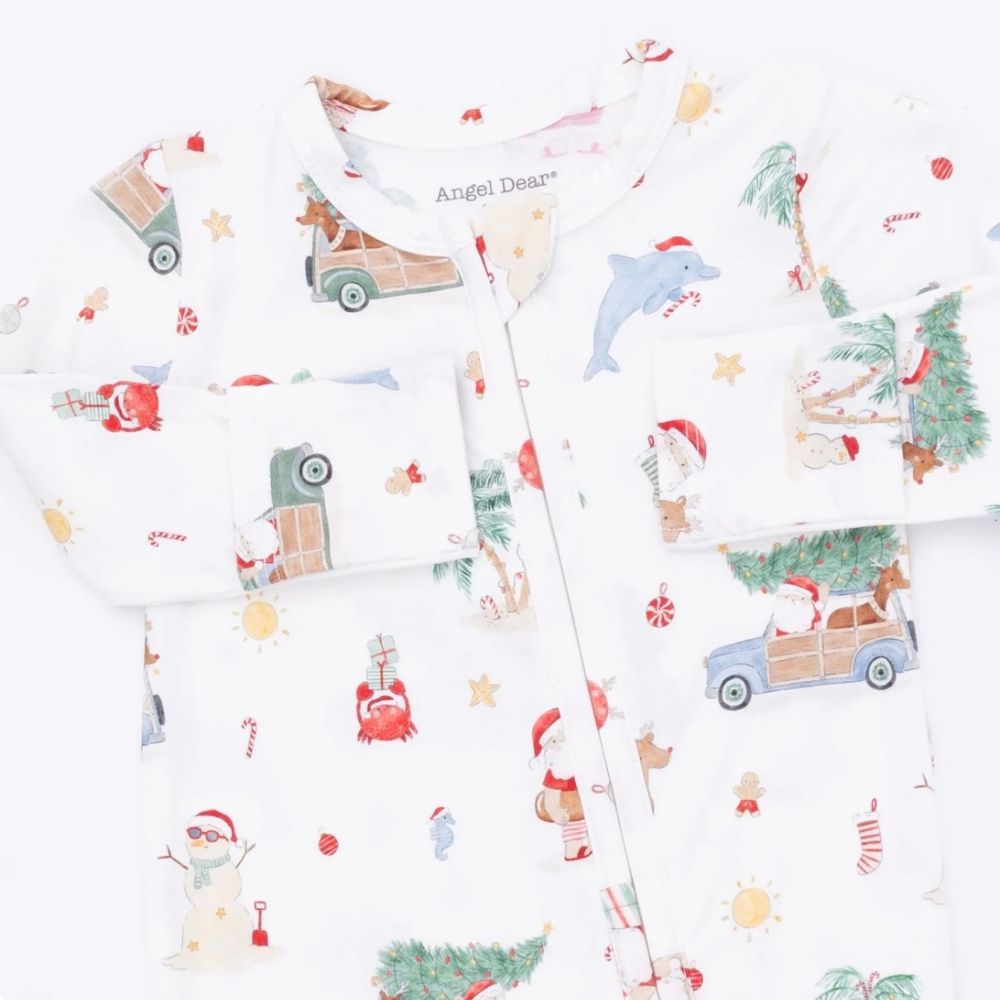Angel Dear Beach Christmas 2 Way Zipper Footie, close-up detail