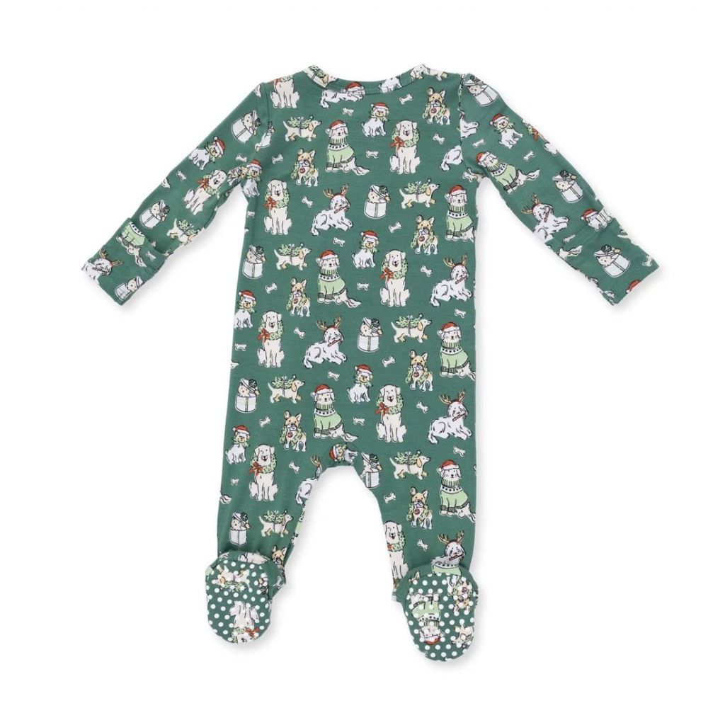 Angel Dear Christmas Dogs 2 Way Zipper Footie, back view
