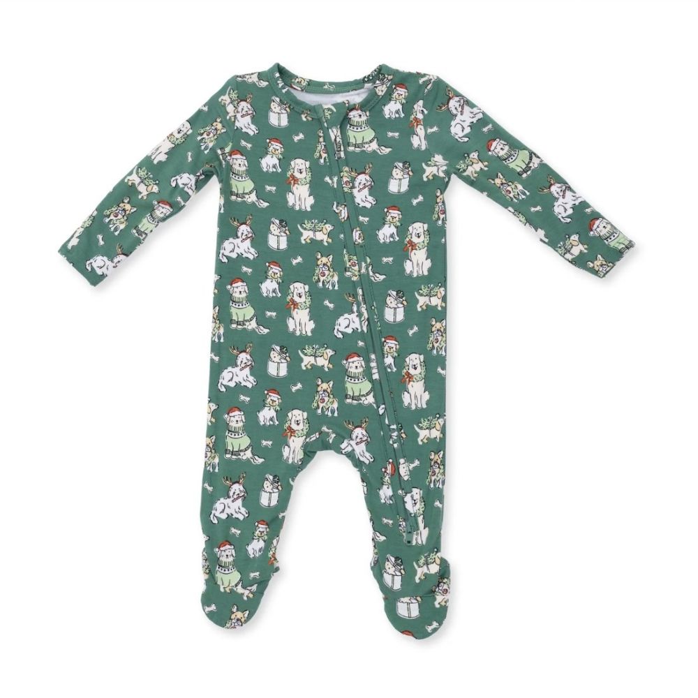 Angel Dear Christmas Dogs 2 Way Zipper Footie, front view