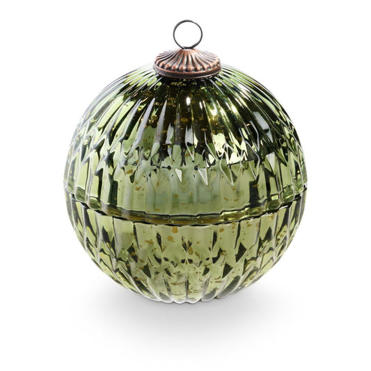 Balsam & Cedar Green Mercury Glass Ornament Candle by Creative Co-op, view 1