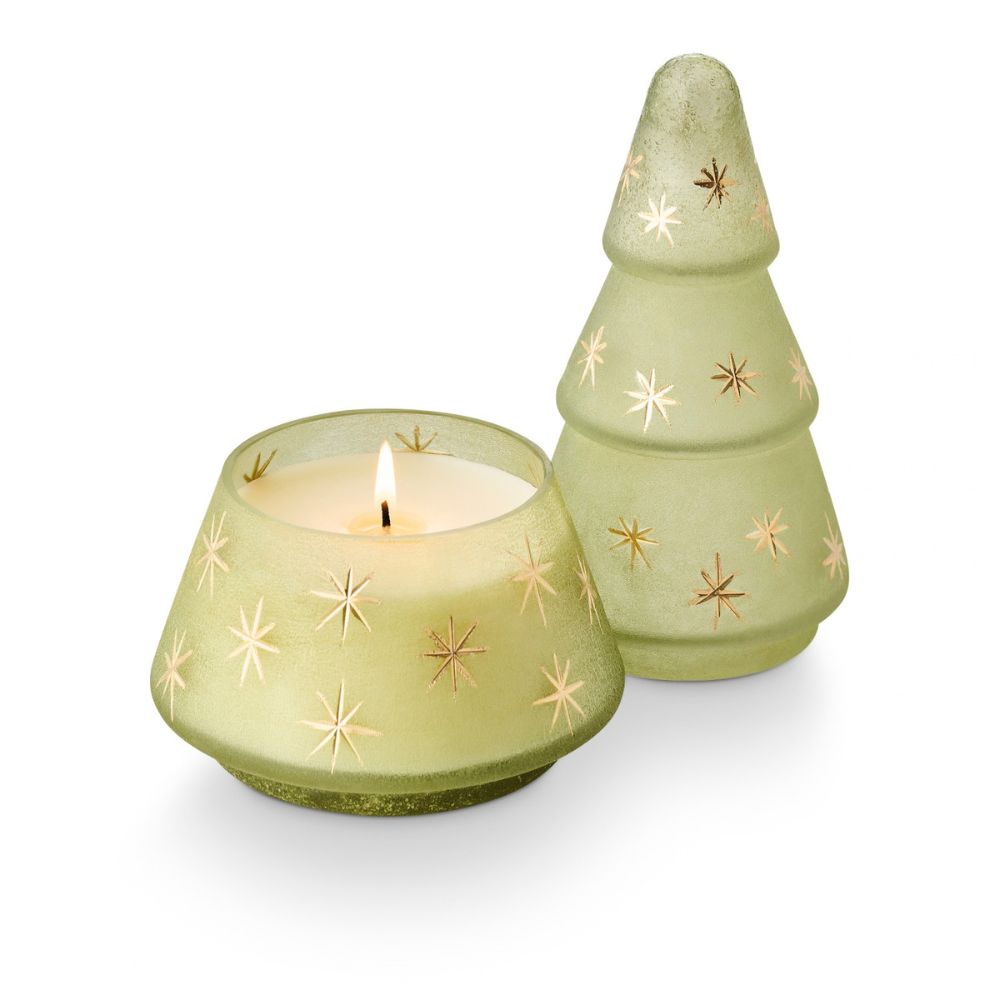 Balsam & Cedar Frosted Star Glass Tree Candle by Creative Co-op, view 2