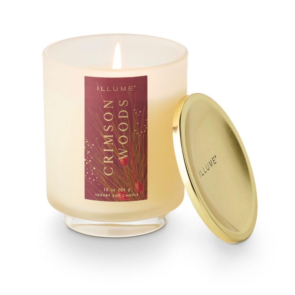 Crimson Woods Signature Glass Candle by Creative Co-op, view 3