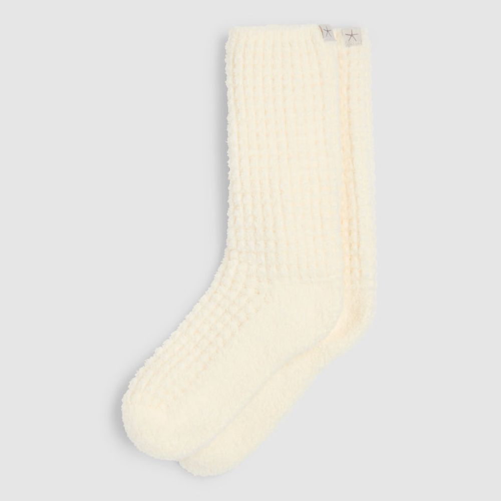 Barefoot Dreams CozyChic Waffle Socks in Pearl
