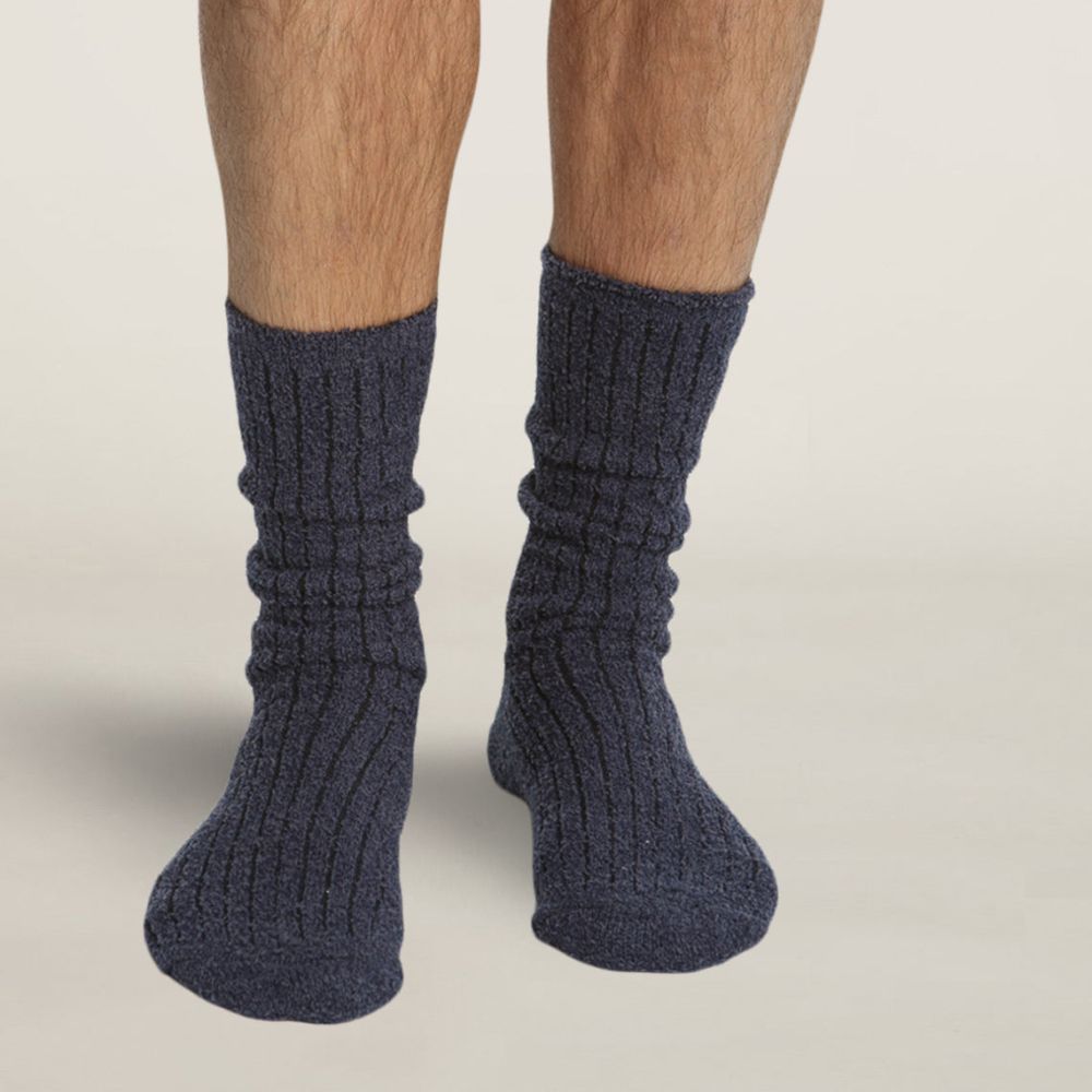 Barefoot Dreams CozyChic Men's Ribbed Socks in Carbon/Black