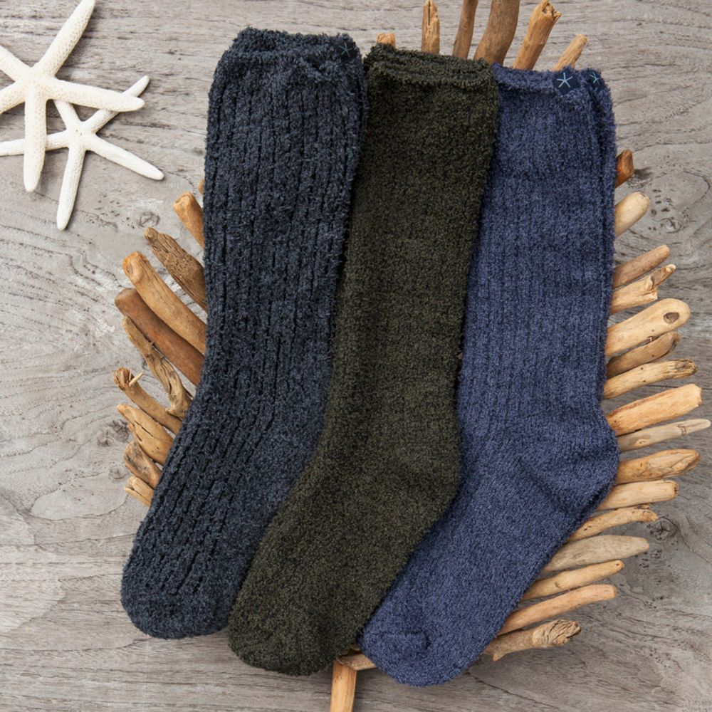 Barefoot Dreams CozyChic Men's Ribbed Socks in Carbon/Black